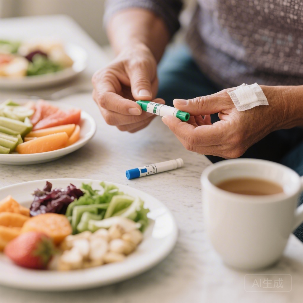 Doctor explaining diabetes type differences to a patient using a color-coded educational chart