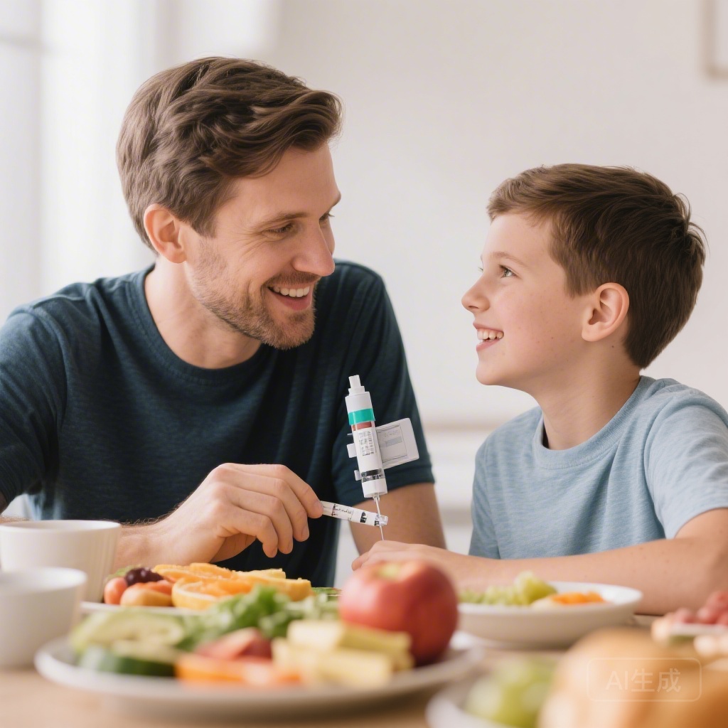Doctor explaining type 1 diabetes diagnosis and management tips to a young adult patient